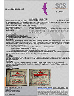 SGS Certificate (Basmati Rice)