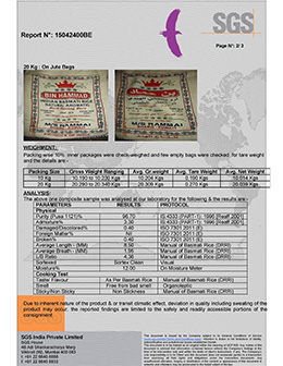 SGS Certificate (Basmati Rice)